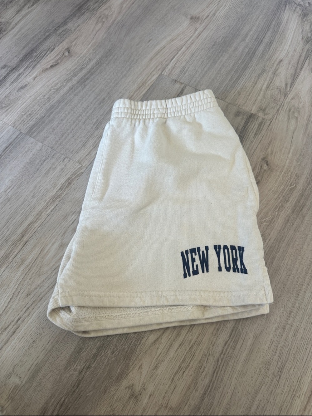 Brandy Melville Cream 'New York' Athletic Shorts - Picture 3 of 6